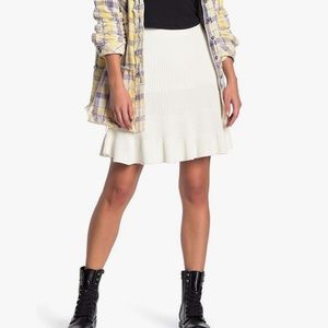 Free People Cream Solid Gold Ribbed Sweater Skirt size XL